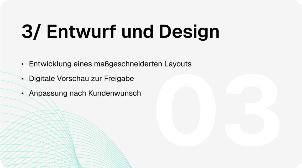Fahrzeugbeschriftung-Prozess Schritt 3: Entwicklung eines individuellen Layouts mit digitaler Vorschau zur Freigabe und Anpassung nach Kundenwunsch.