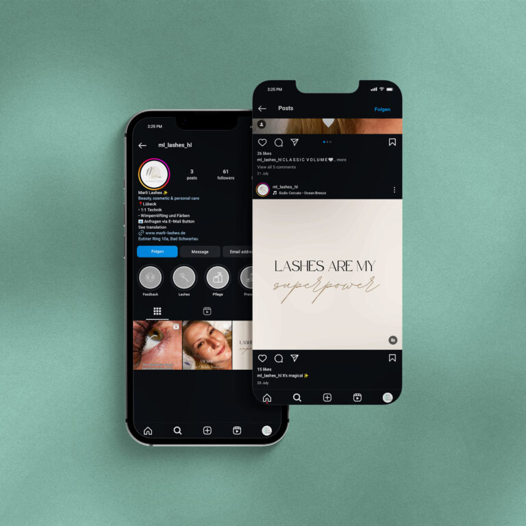 Wir als Werbeagentur in Lübeck betreuen Marli Lashes Social-Media-Kanäle und helfen ihr dabei, eine größere Reichweite zu generieren.