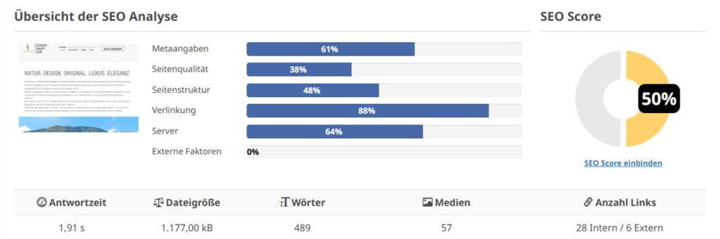 Hier ist ein SEO-Ranking von Luxury Larch Loft zu sehen, bevor wir mit der Optimierung gestartet haben.