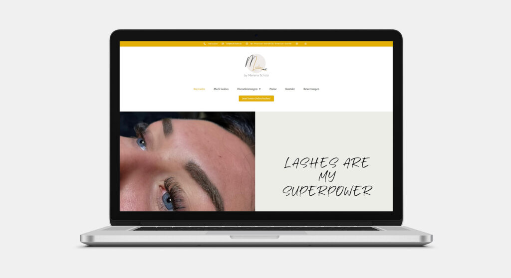 Referenzbild - Webseite von Marli Lashes