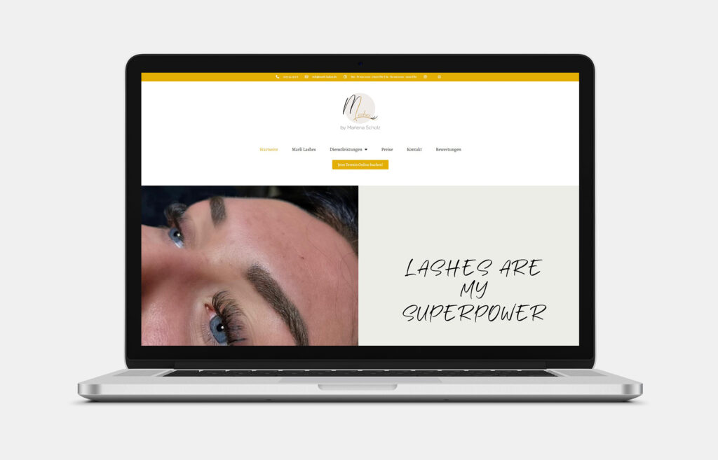 Referenzbild - Webseite von Marli Lashes